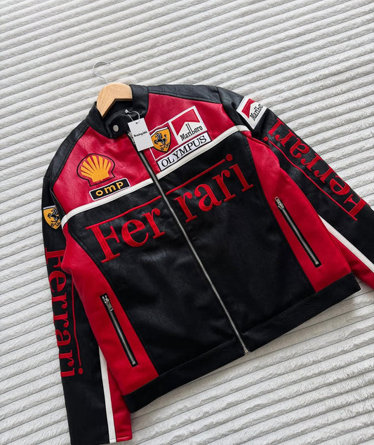 Ferrari Olympus F1 Leather Racing Jacket – Elite Speed Series