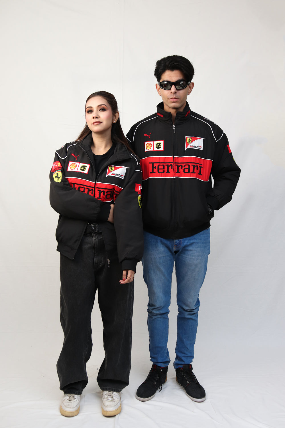 Premium Black F1 Racing Jackets for Couples – Stylish Matching Set