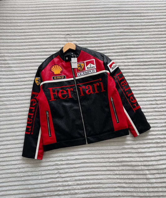 Ferrari Olympus F1 Leather Racing Jacket – Elite Speed Series