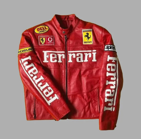 Red Ferrari F1 Vintage Embroidered Racing Jacket