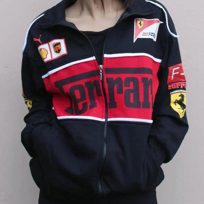 Black Ferrari F1 Vintage Racing Jacket