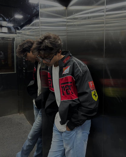 Black Ferrari Motorsport Jacket – F1 Retro Racing