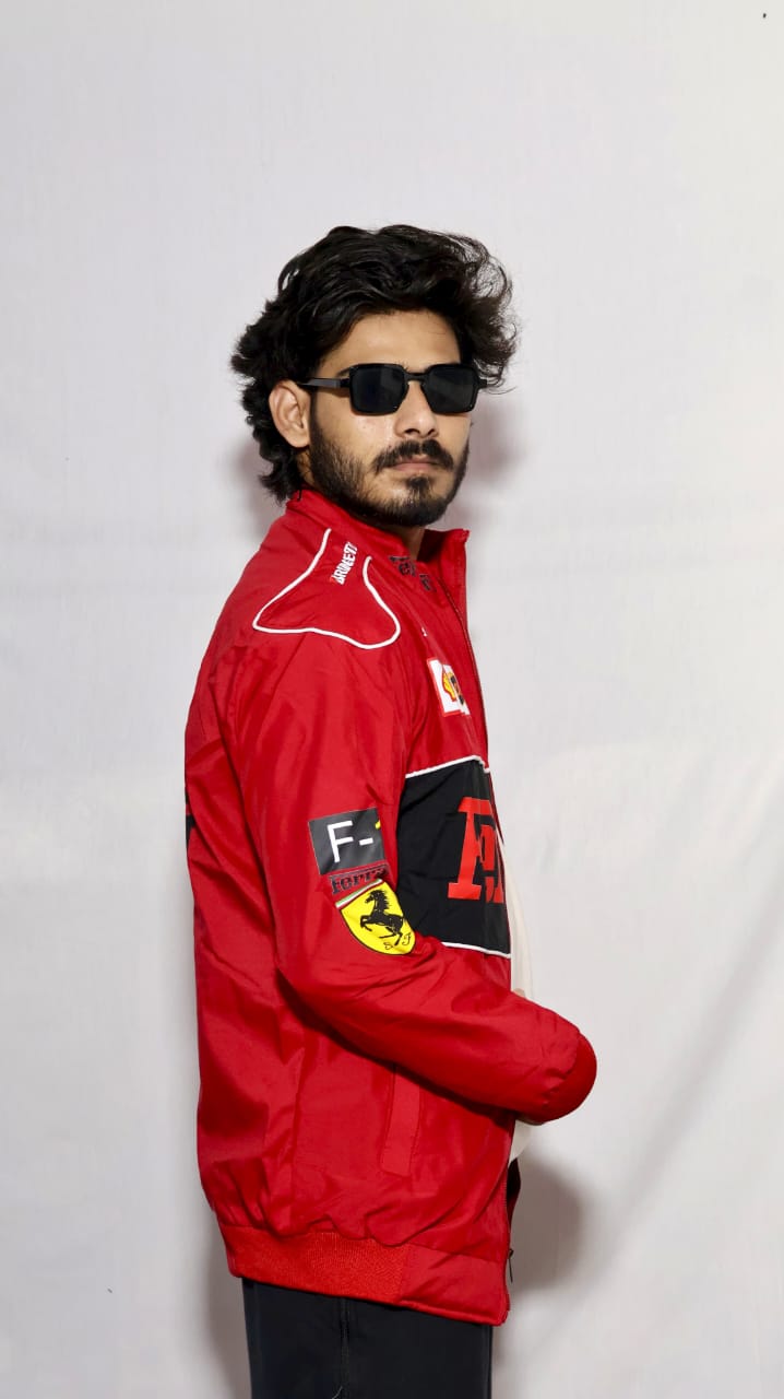 Red Ferrari Vintage Racing Jacket – High-Quality Print
