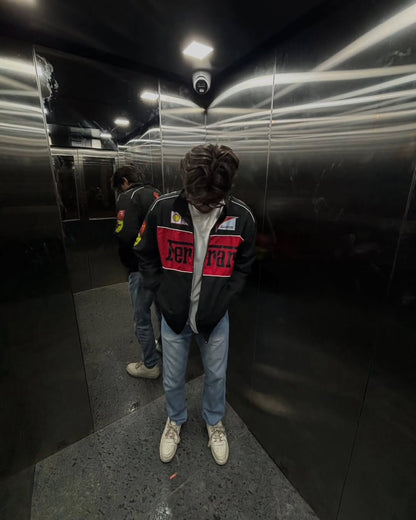 Black Ferrari Motorsport Jacket – F1 Retro Racing