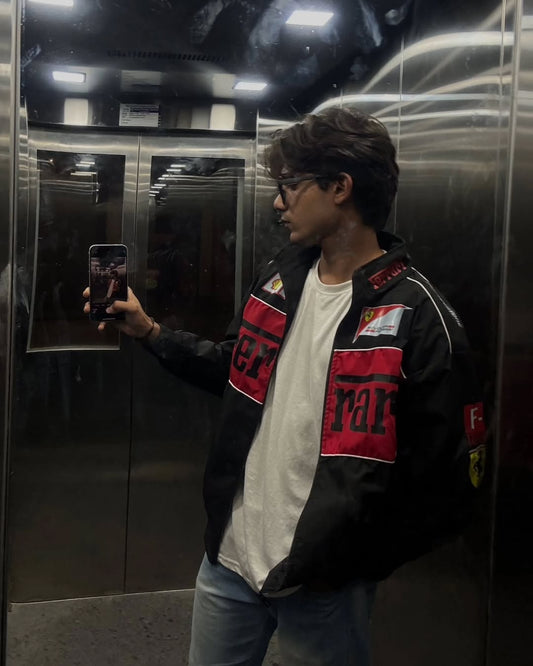 Black Ferrari Motorsport Jacket – F1 Retro Racing