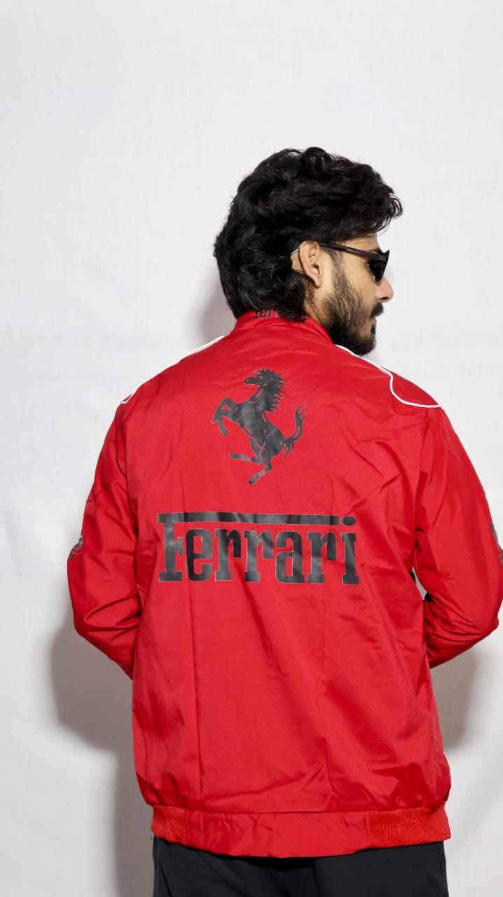 Red Ferrari Vintage Racing Jacket – High-Quality Print