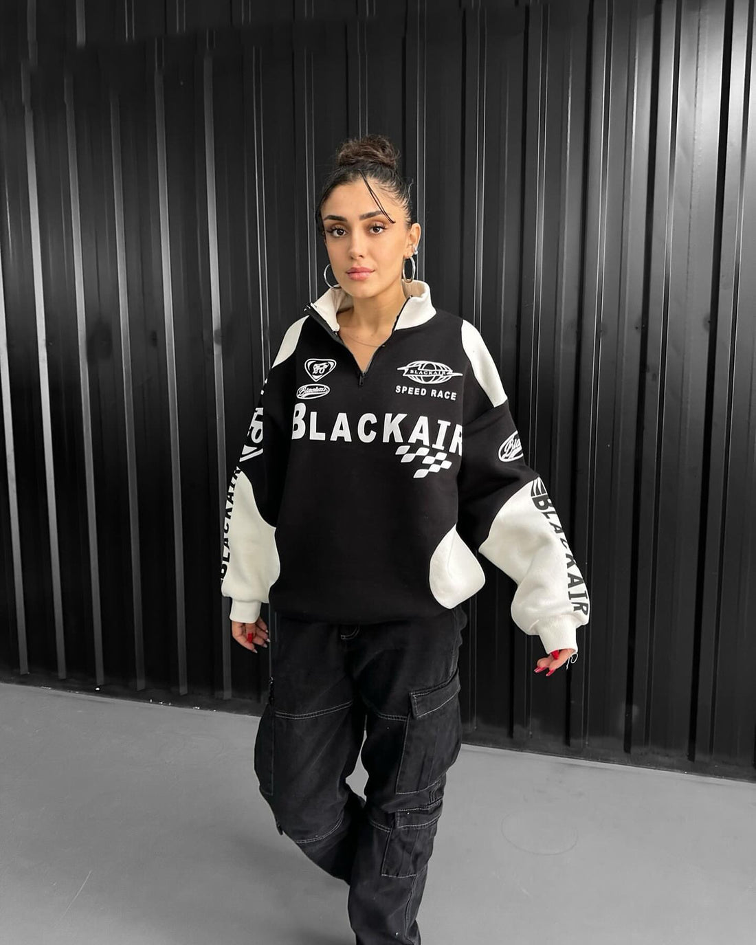 Blackair Vintage Half Zip Streetwear Sweatshirt